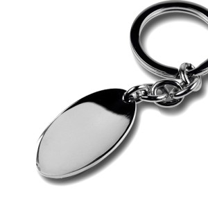 Schlüsselanhänger oval aus Edelstahl, 37x20.5mm