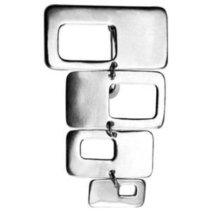 Bauchnabelpiercing im Retrostyle rechteckig mit 925 Silber Design, Motiv 23x41mm