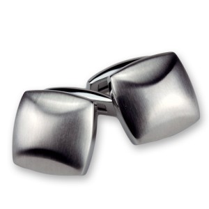 Manschettenknopf aus Edelstahl, quadratisch gebogen, 18 x 18 mm