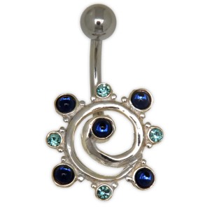 Bauchnabel Piercing mit Swarovski Cabouchon Steinen, Galaxie