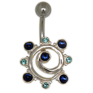 Bauchnabel Piercing mit Swarovski Cabouchon Steinen, Galaxie