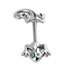 Bruststab mit 925 Sterling Silber - Salamander, Längen und Kristallfarben wählbar