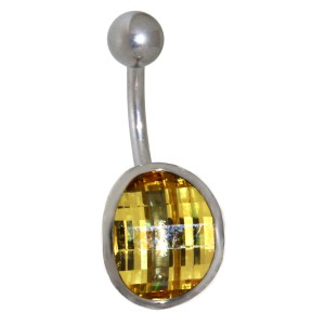 Bauchnabel Piercing  1.6x10mm mit 925 Sterling Silber Motiv, YEL