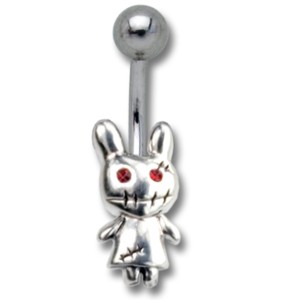 Belly button piercing with a zombie rabbit design 1.6x10mm