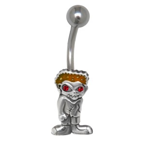 Bauchnabelpiercing mit einem Zombie Punk Design Bürstenschnitt 1.6x10mm