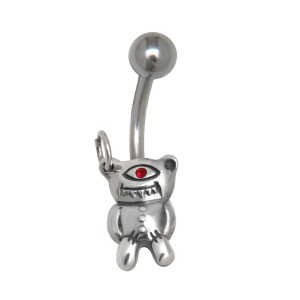 Bauchnabelpiercing mit einem Zombie Teddy Halloween, 1.6x10mm