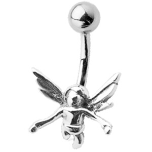 Bauchnabel Piercing mit fliegendem Putten-Engel