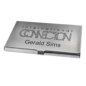 Ganz n&uuml;chtern - Visitenkarten-Etui aus mattiertem 316L Edelstahl Gravur