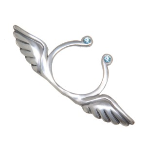 Brustclip aus 925 Sterling Silber Take me to Heaven - Flügel, Kristall