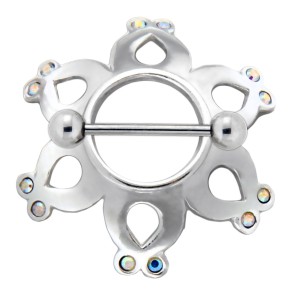 Brustwarzen Piercing Schild großes Mädchen 925 Silber, ab clear