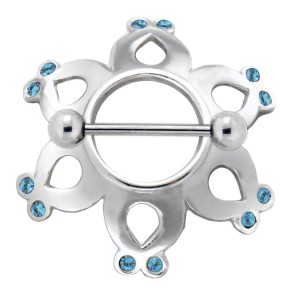 Sterling Silver Nipple Shield  aqua