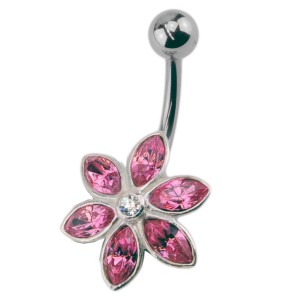 Bauchnabel Piercing mit 925  Silber Blüten Motiv 464