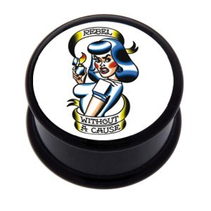 Plug aus Acetal  mit PIN-UP Motiv - Rebel Girl