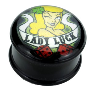 Plug aus Acetal  mit PIN-UP Motiv - Lady Luck