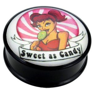Plug aus Acetal  mit PIN-UP Motiv - Sweet as Candy