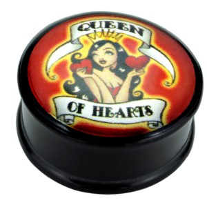 Plug aus Acetal  mit PIN-UP Motiv - Queen of Hearts