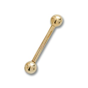 14 Karat Gold Barbell Hantel mit Hohlkugeln 1.6mm