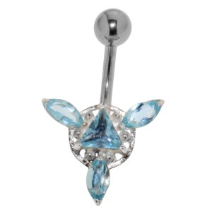 Bauchnabel Piercing  1.6x10mm w.925* bloom, aqua
