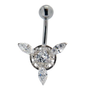 Bauchnabel Piercing  1.6x10mm w.925* bloom, kristallklar