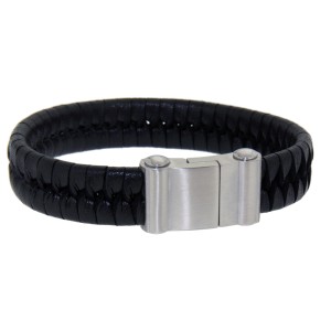 Lederarmband schwarz mit Magnet-Verschluss