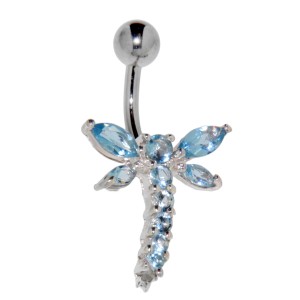 Bauchnabel Piercing  1.6x10mm w.925* small Butterfly, aqua