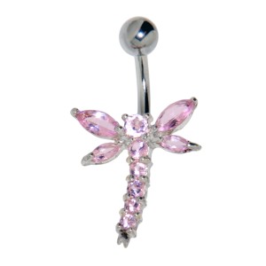 Bauchnabel Piercing  1.6x10mm w.925* small Butterfly, rose