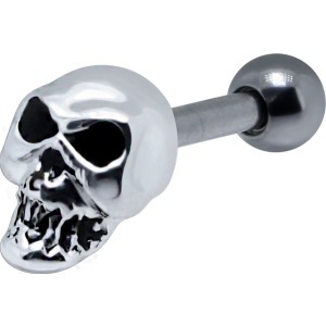 316L Helix Ohrpiercing 1.2x6 mit Zombie-Schädel in 925 Sterling Silber