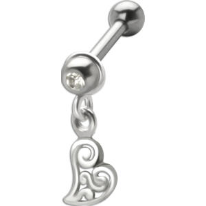 316L Stahl Helix Ohrpiercing 1.2x6mm, HERZ-Anhänger, verspielt