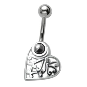 Bauchnabel Piercing mit beweglichem Herz, Ornamente