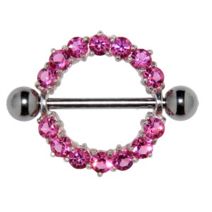 Nipple piercing made of 925 sterling silver crystals allover