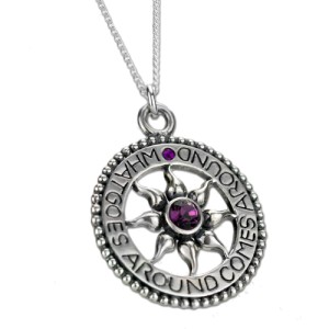 Anhänger 925 Sterling Silber, Motiv Sonne, amethyst