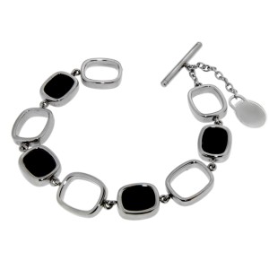 Armband aus Edelstahl mit Schmucksteinen - schwarz