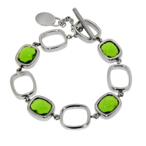 Armband aus Edelstahl mit grünen Schmucksteinen