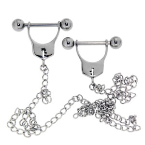 Brustwarzenpiercing aus Chirurgenstahl mit Kette Schlösser durch Kette verbunden