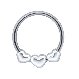 Kugelklemmring aus 316L BCR Chirurgenstahl 1,2 x 10 mm mit drei Herzen
