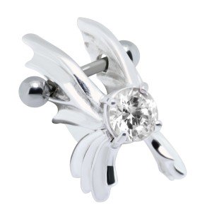 Helix Ohrpiercing 1.2x6mm mit 925 Sterling Silberdesign, crystal