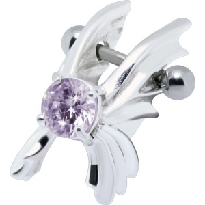 Helix Ohrpiercing 1.2x6mm mit 925 Sterling Silberdesign, lavendel