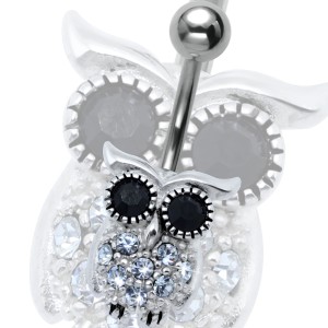 Piercing Bauchnabel Eule,  Motiv 925 Sterling Silber