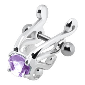 Helix Ohrpiercing 1.2x6mm mit 925 Sterling Silberdesign, lavendel