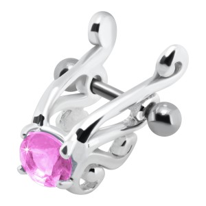 Helix Ohrpiercing 1.2x6mm mit 25 Sterling Silberdesign, rose