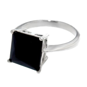 925 Sterling Silber Ring Schwarze Zirkonie, größe 52