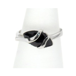 925 Sterling Silber Ring  Spinell , Schwarz, Gr. 56