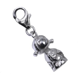 Anhänger für Armband oder Kette aus 925 Silber Kokeshi-Puppe 09 / Motiv Blume