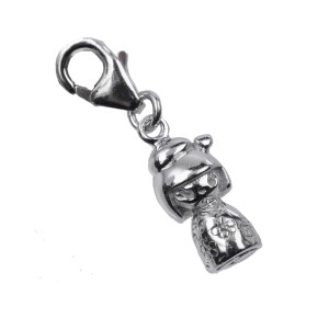 Anhänger aus 925 Silber für Armband oder Kette Kokeshi-Puppe 04 / Motiv Schmetterling