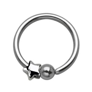 Kugelklemmring aus 316L BCR Chirurgenstahl 1,2x10mm mit STERN-Anhänger
