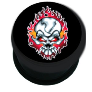 Picture Plug aus Kunststoff, Motiv  flammender TOTENKOPF