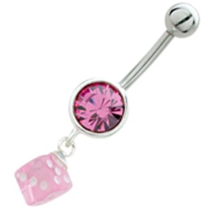 Bauchnabel Piercing   925 Sterling Silber Würfel, leuchtend rot
