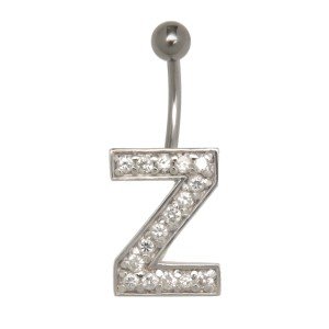 Bauchnabel Körperschmuck Piercing im ABC-Design mit Zirkonien - Buchstabe Z,1.6x12mm