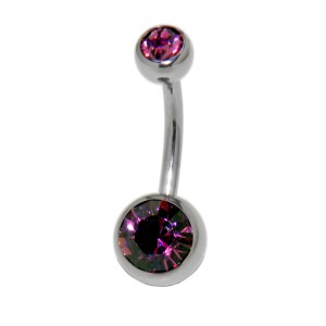 Bauchnabel Piercing  Banane Stecker doppelt juwelliert 1,6 x 10mm, amethyst