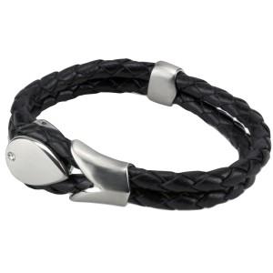 Lederarmband mit Edelstahlverschluss und kleinem Kristallstein - XS